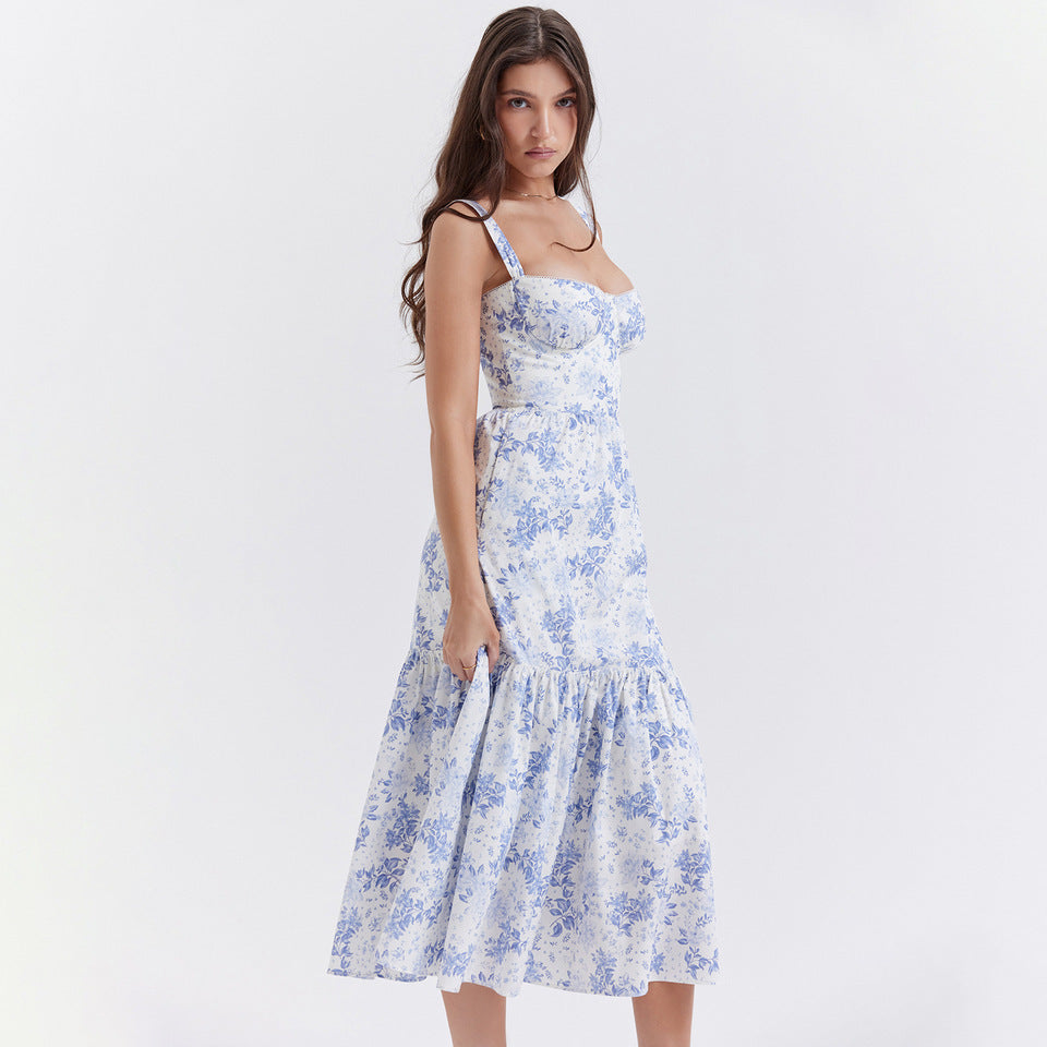 One-word shoulder pleated lace floral dress