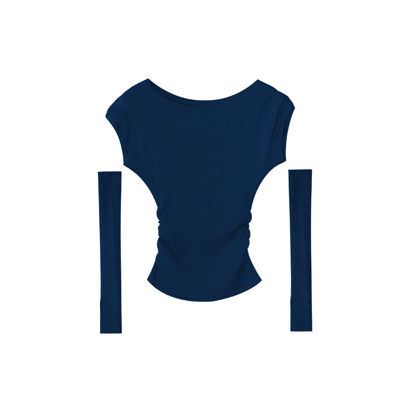 Spice girl atmospheric sleeves wear two pit knit sweaters