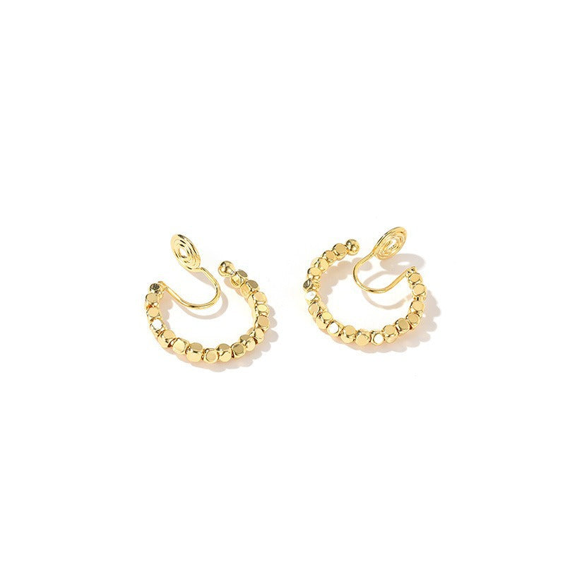 Premium sense metal mosquito coil disc loop earrings French ear clips can be worn without ear piercings, earrings are simple, fashionable and versatile
