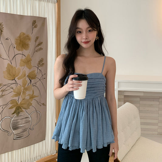 Sweet plaid halter top