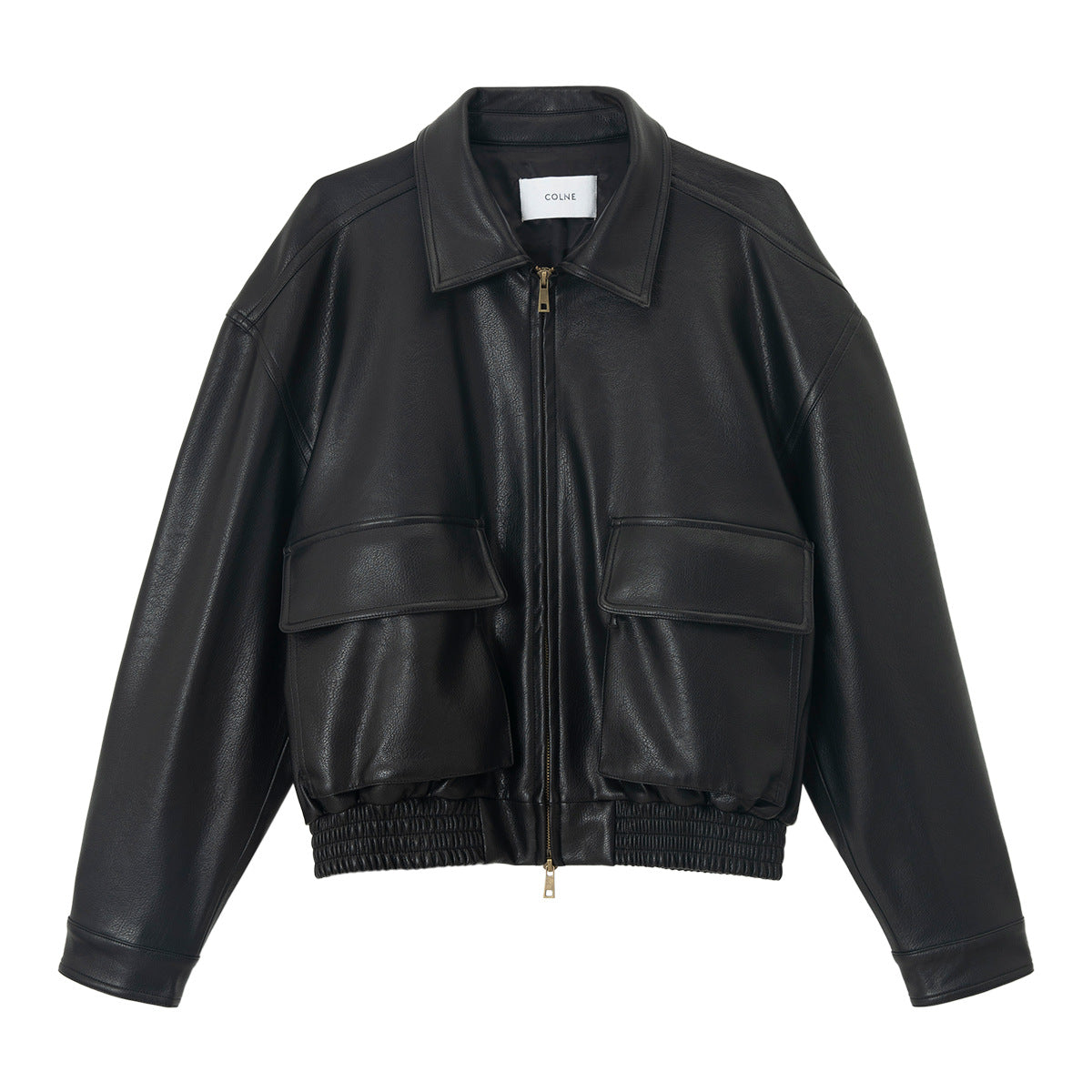 Spring new double-layer large pocket silhouette vintage workwear PU leather jacket jacket
