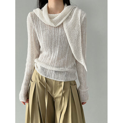 Light luxury soft waxy wool knitted sweater shawl two-piece set women's 26 spring new lazy bottoming shirt