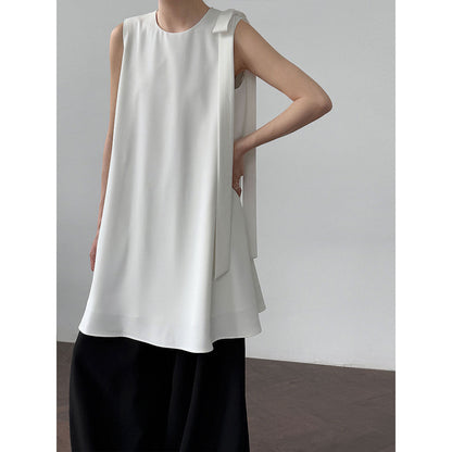 French holiday bow sleeveless vest skirt summer new temperament niche design dress