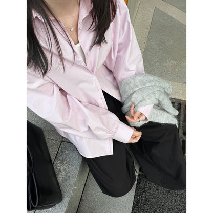 Korean Basic Versatile Lapel Stacked Shirt Women's Early Spring New Casual Sunscreen Shirt