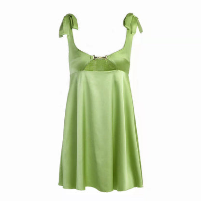 Satin hollow French sexy suspender dress