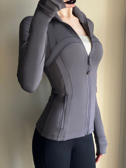 Yoga Jacket Women Long Sleeve Zip-Up Breathable Sports Fitness Top