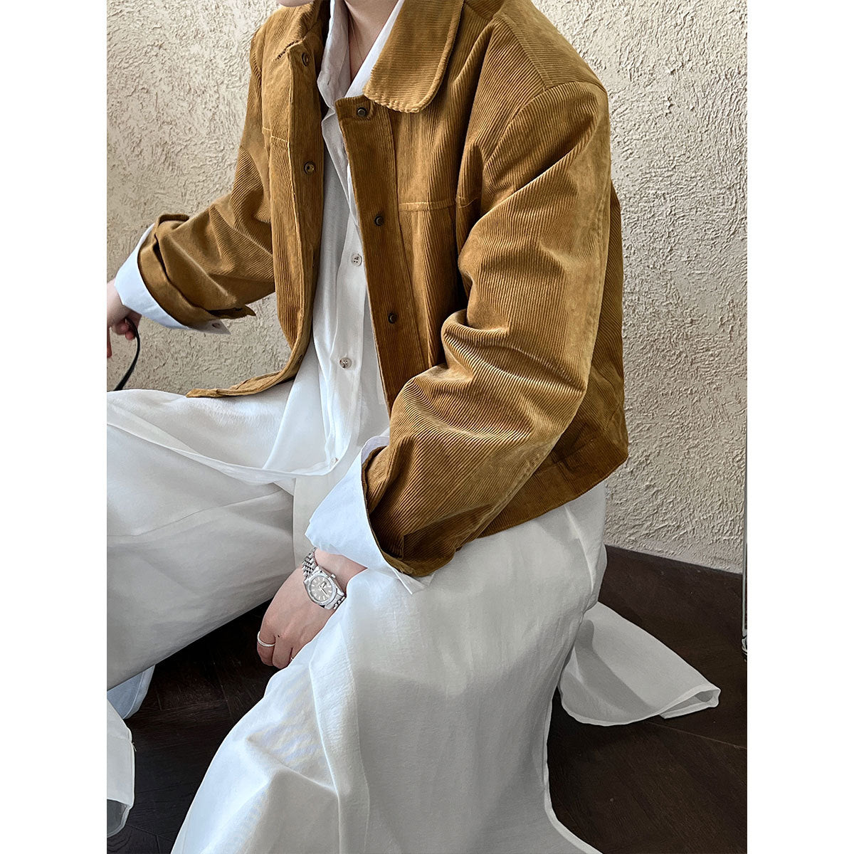 American retro Maillard corduroy jacket women's autumn new loose casual jacket top