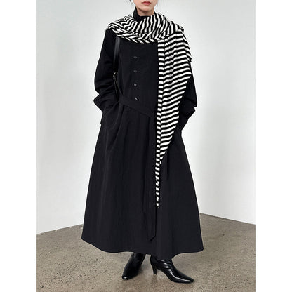 Sense of design structure windbreaker asymmetrical turn-up collar design can be used to tighten the waist dress female autumn new arrival