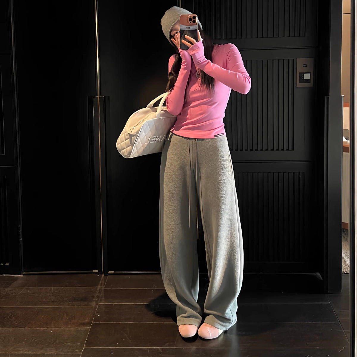 High waist wide leg drawstring sweatpants