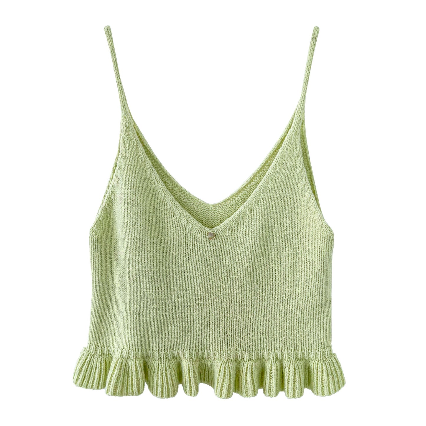 Gentle V-neck ruffle edge knitted vest women's 26 early spring new stacked wear versatile suspender top