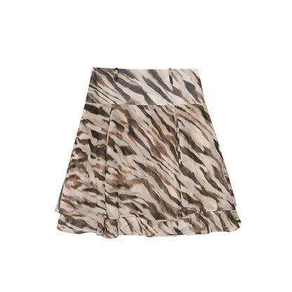 Trendy fashion retro zebra pattern a-word skirt
