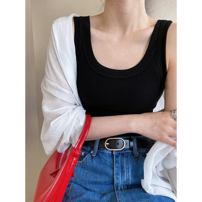 Threaded camisoles, women's summer wears tight sports outside, with Internet celebrity beautiful back, sleeveless bottom top