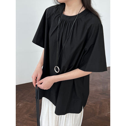 Korean version of the back hollow short-sleeved shirt women's summer new lazy wind loose backless shirt top