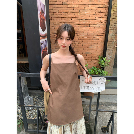 Vintage Trend Sleeveless Tassel Suspender Small Vest