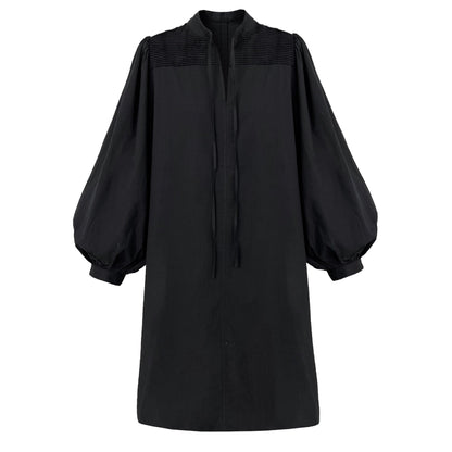 Korean lazy design pleated lace-up dress women