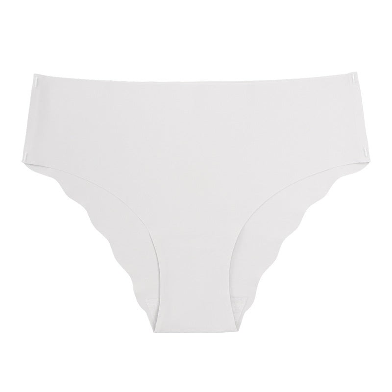 Large size seamless wavy edge panties women's soft breathable cotton women's ice silk briefs