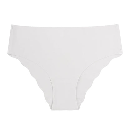 Large size seamless wavy edge panties women's soft breathable cotton women's ice silk briefs