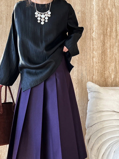 Purple high-end pleated skirt spring