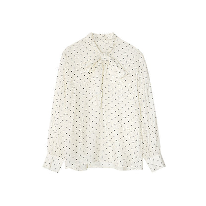 Fresh and sweet age-reducing bow-tie polka-dot shirt