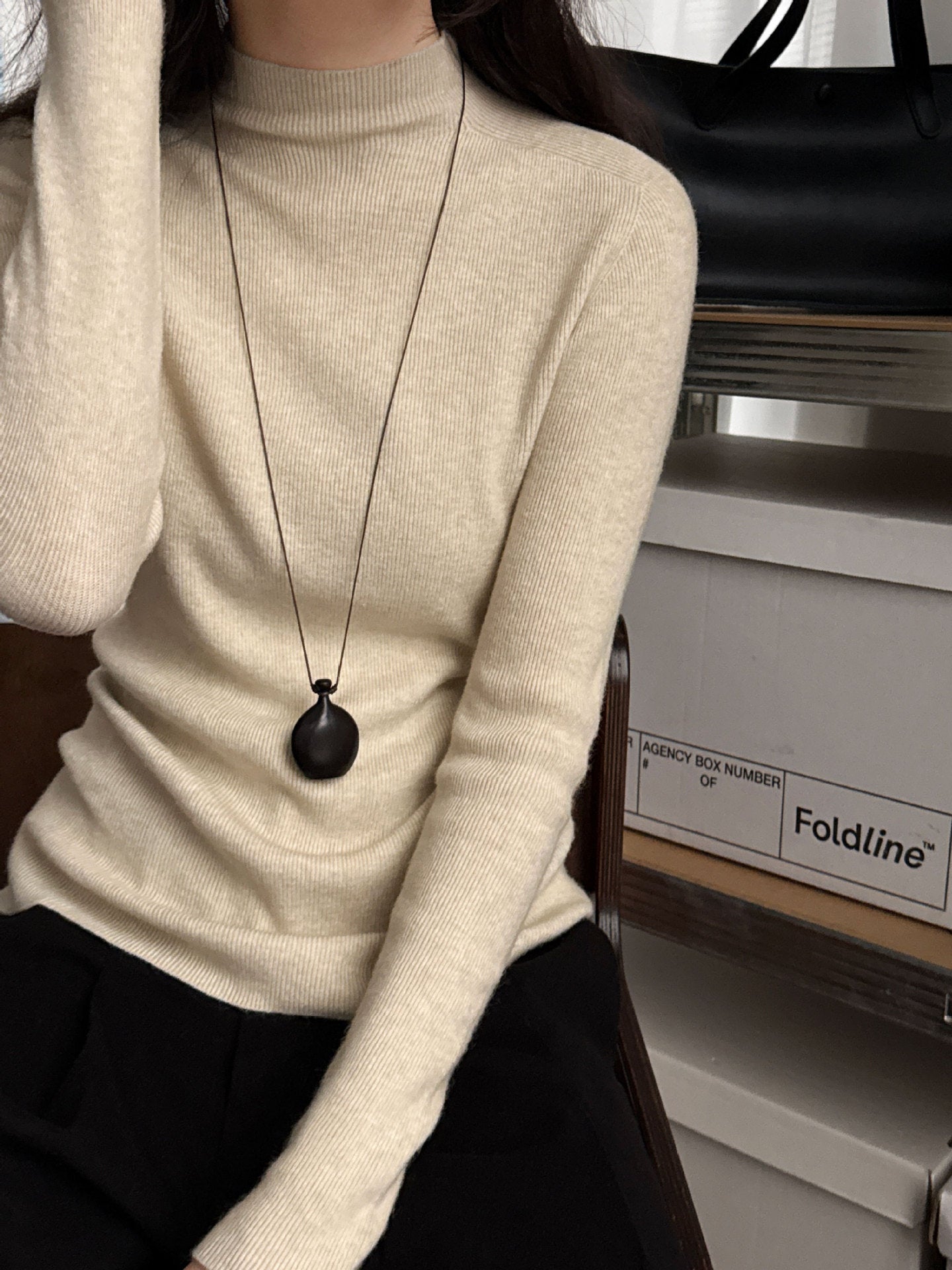 Wool semi-turtleneck seamless slim-fitting and thin inner women's autumn and winter new basic versatile bottoming shirt