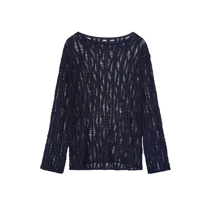 Lazy and gentle style cut outlong sleevesloose sweater
