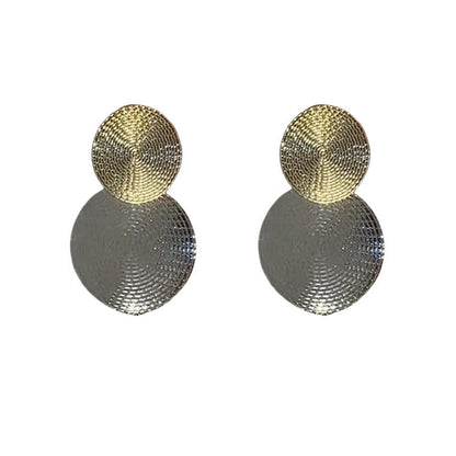 925 silver needle light luxury exaggerated earrings temperament round sequin large circle two-color fashion high-end earrings