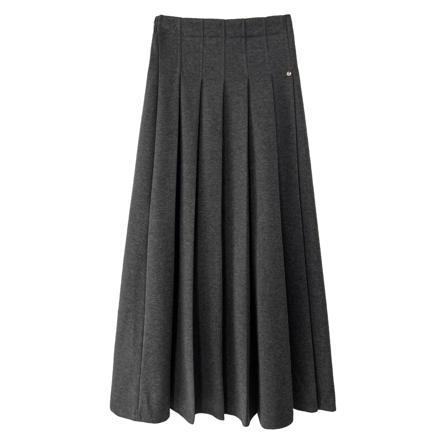 Korean high-waisted woolen pleated skirt women's autumn and winter new semi-elastic versatile casual skirt