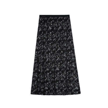 Women's Sequin Embroidered Straight-Cut Maxi Skirt