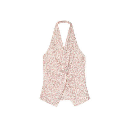 Sweet and sexy v-neck slim neck floral small suspender vest