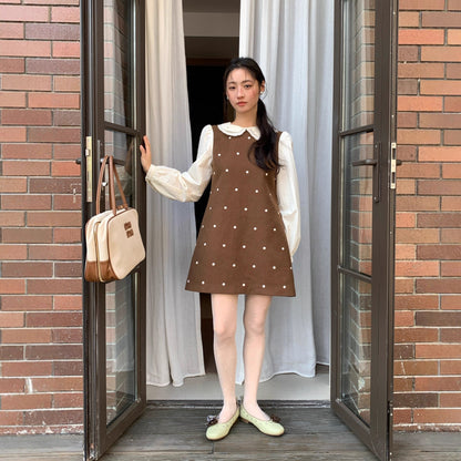 Sweet age reduction fake two-piece dress for women
