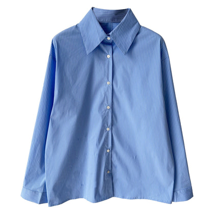 Korean striped irregular hem shirt women's 26 spring new loose lapel shirt jacket
