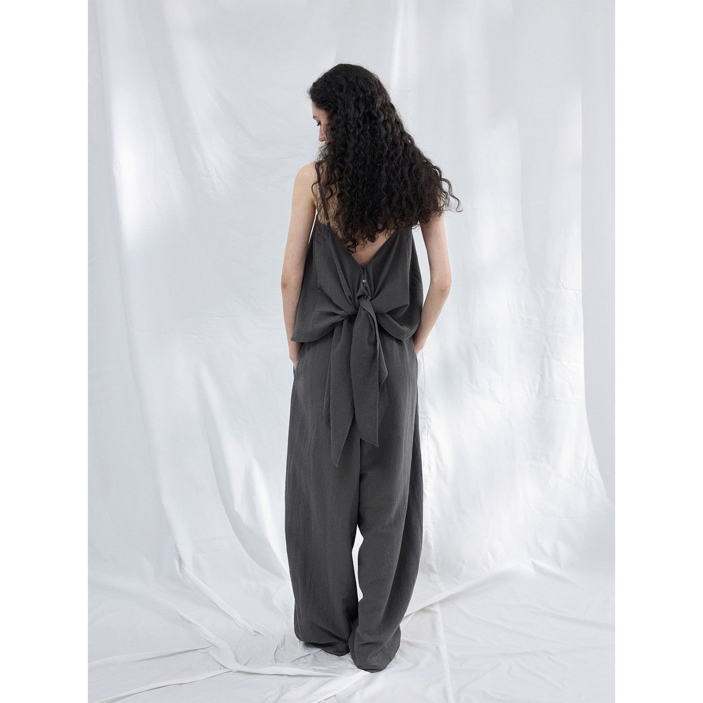 Summer new commuter minimalist linen cotton texture profile casual scimitar pants