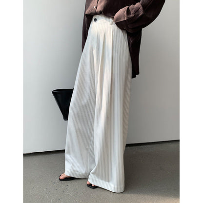 High-waisted drape loose straight-leg floor-length pants