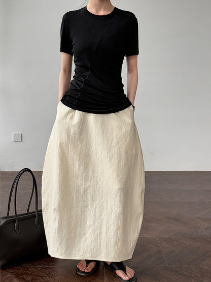 High Elasticity and Thin~ Design Sense Irregular Slim Sleeve Women's Summer Light and Thin Lyocell Tencel T-Shirt