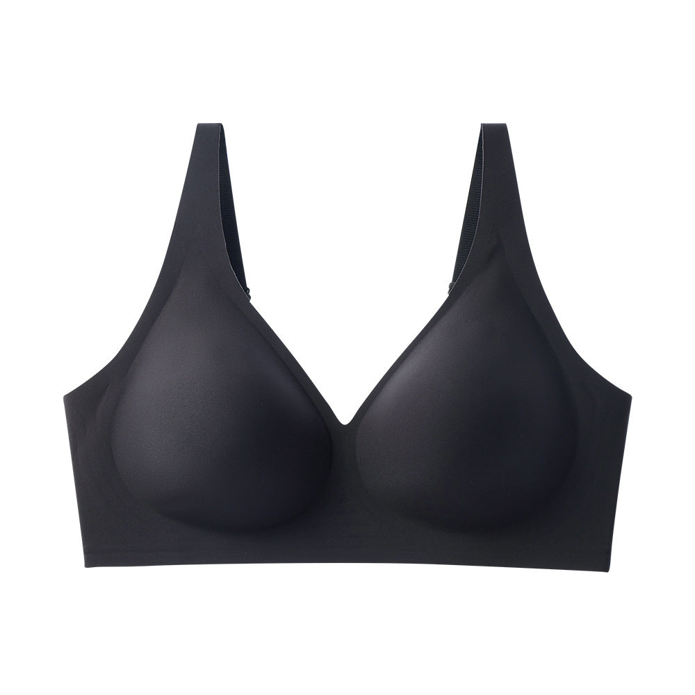 French seamless bra, thin jelly glue soft support, women's large-size bra with double breasts