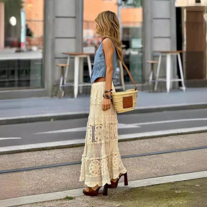 New lace lace skeleton knitted skirt