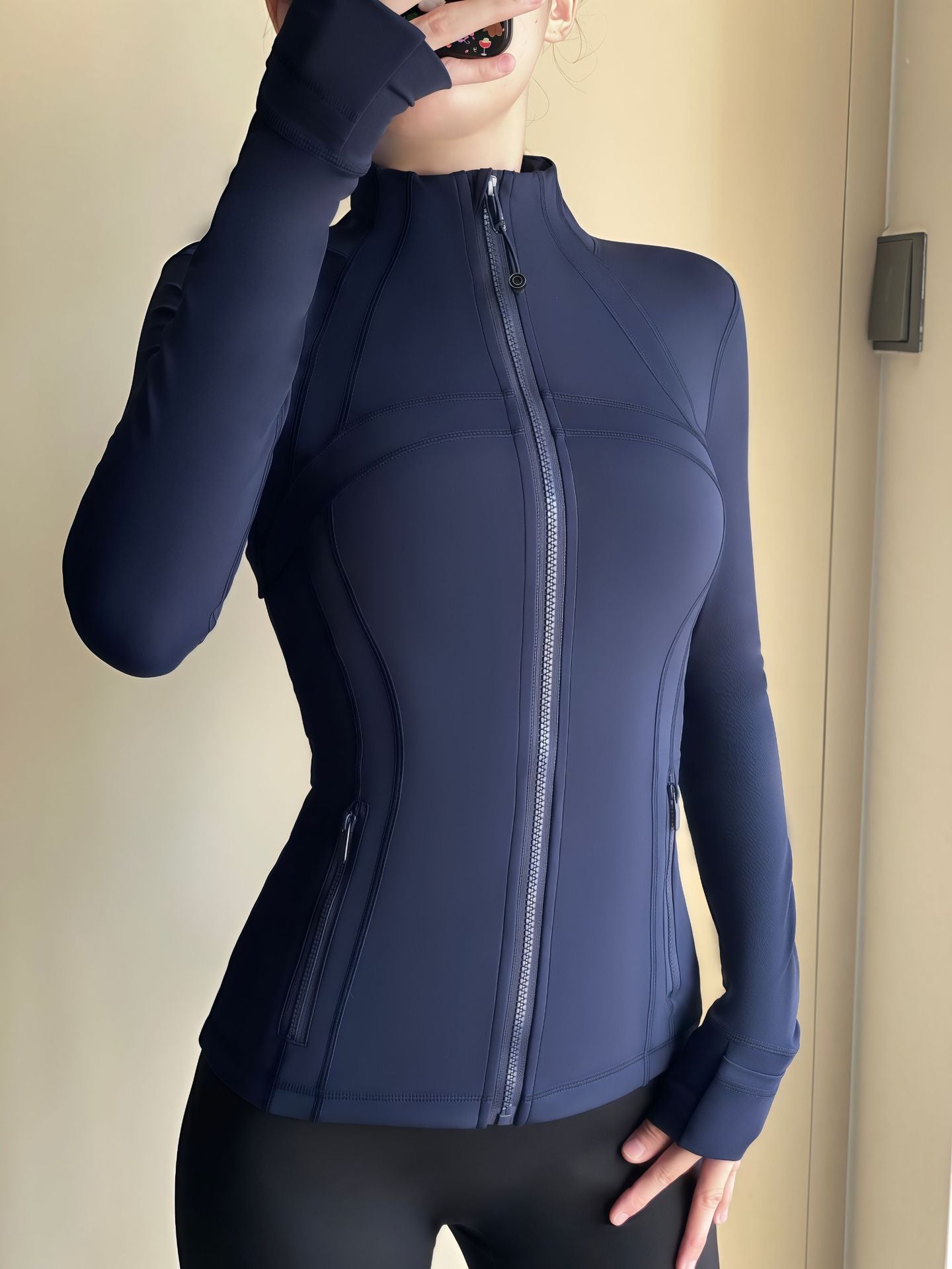 Yoga Jacket Women Long Sleeve Zip-Up Breathable Sports Fitness Top