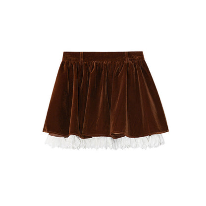 Sweet Skirt Lace Lace Velvet Skirt