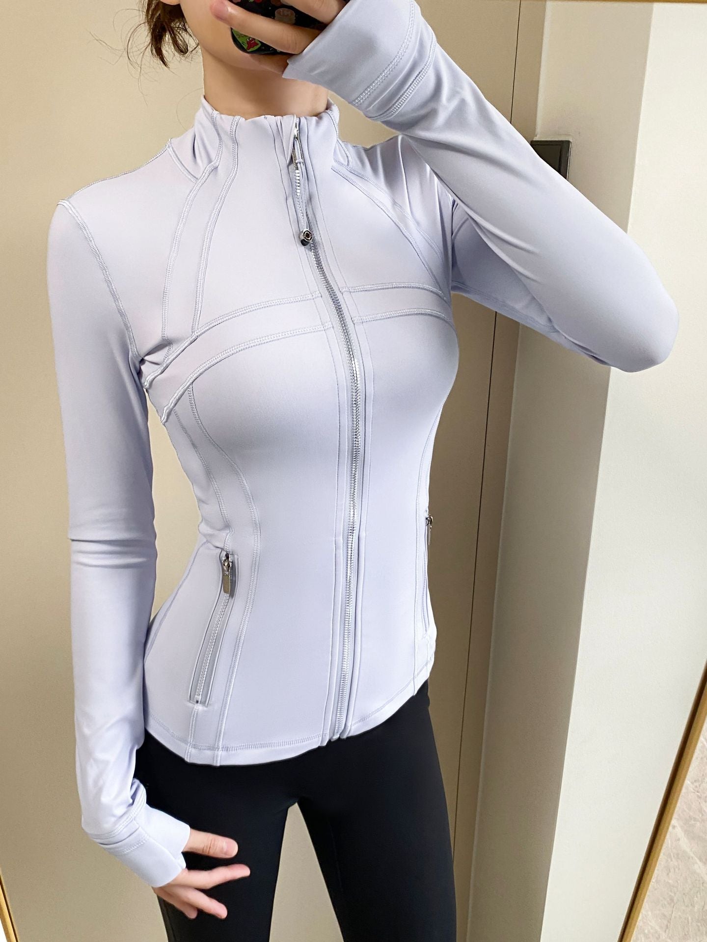 Yoga Jacket Women Long Sleeve Zip-Up Breathable Sports Fitness Top