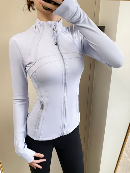 Yoga Jacket Women Long Sleeve Zip-Up Breathable Sports Fitness Top
