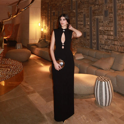 New hollow Spice Girl dress sexy sleeveless slim fit European and American suit hip wrap dress