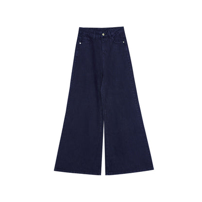 Stylish commuter simple and versatile cotton high-waisted micro-pull jeans