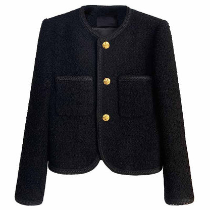 Autumn new 30% wool small fragrant jacket women's short temperament tweed celebrity top