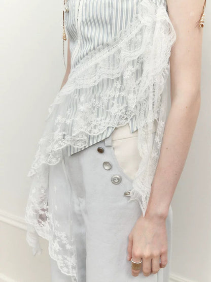 Summer new early summer fresh design irregular lace sling vest