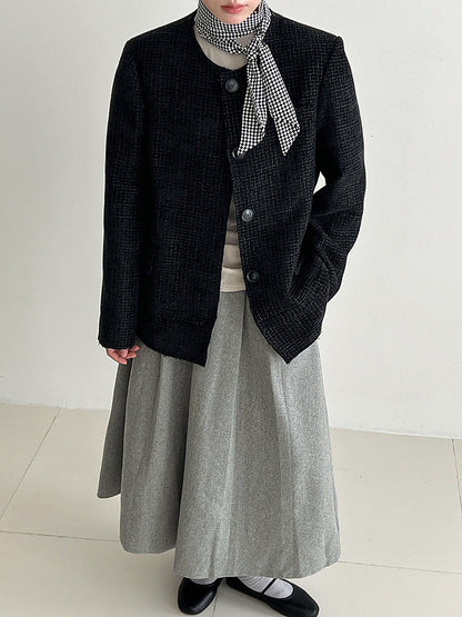 Korean round neck small fragrant jacket for women's autumn new heavy industry high-end tweed short suit