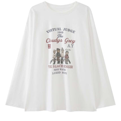 long-sleeved T-shirt loose shoulder top