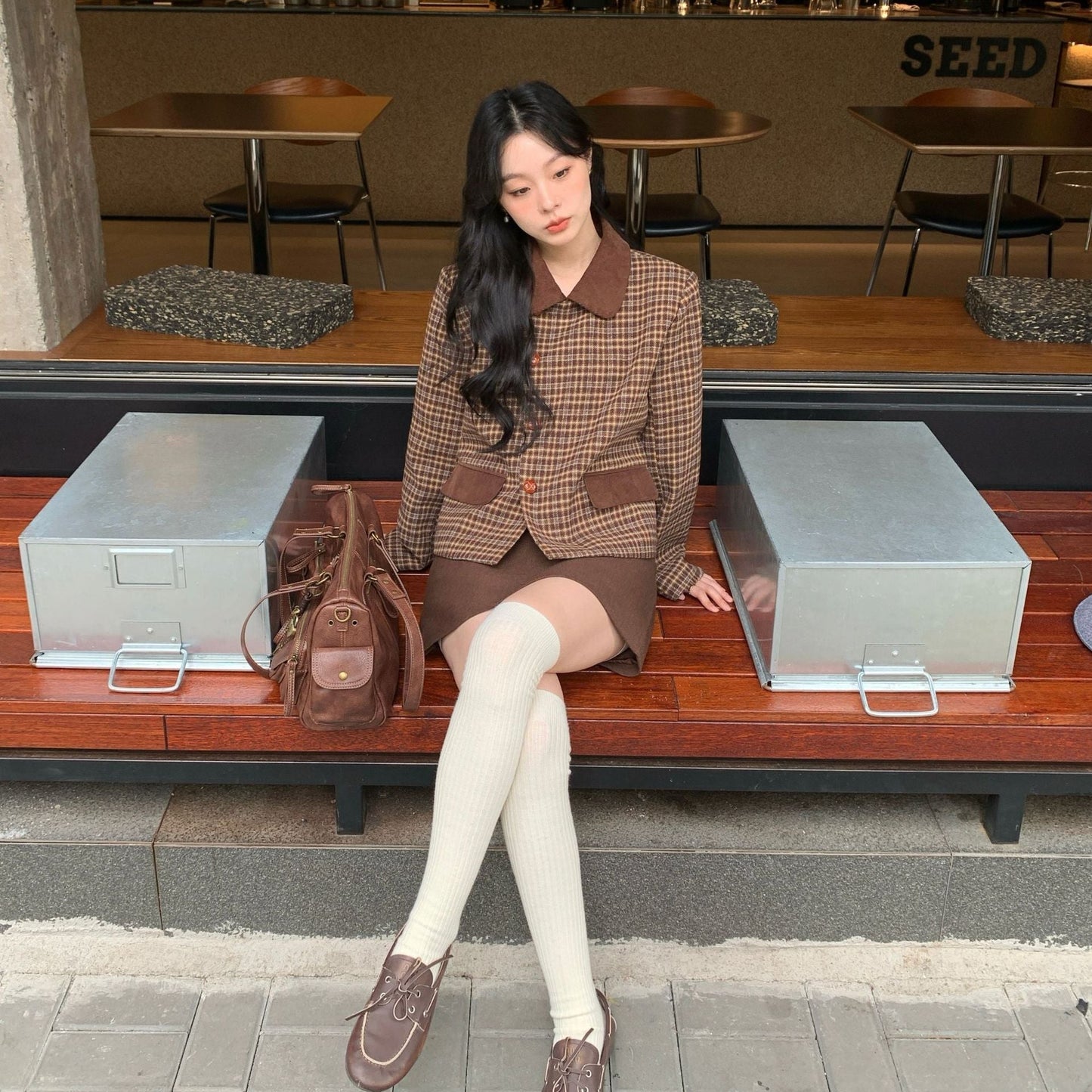 Premium Thousand Birds Plaid Lapel Jacket