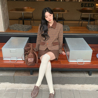 Premium Thousand Birds Plaid Lapel Jacket