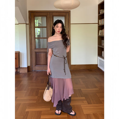 Asymmetrical Off-Shoulder Maxi Dress