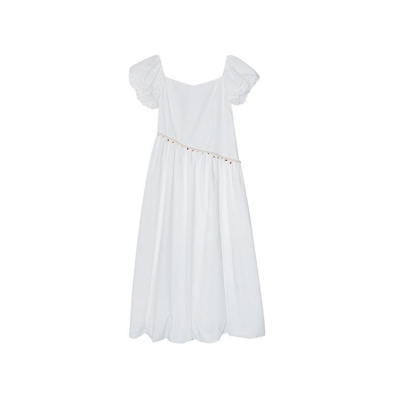 Square Neck Bubble Sleeve Maxi Dress